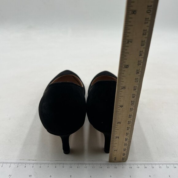 YDN Black Kitten Heeled Pumps Pointed Toe Dress Shoes for Office Lady Soft Suede - Picture 5 of 8